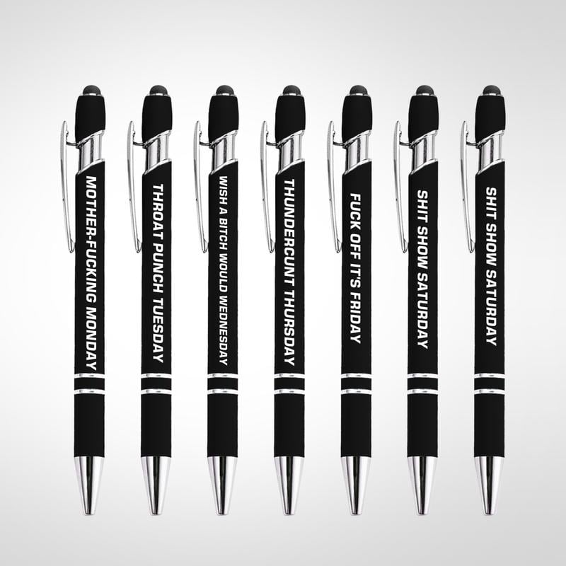 💝Funny Stress-Relief Daily Quotes Metal Ballpoint Pen Set (7 Pcs) | 🎁Office Christmas Gift Exchange