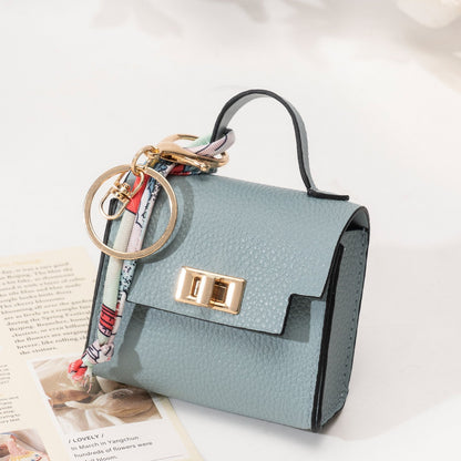 Mini Square Bag Pendant Keychain - High Quality Leather with Colorful Strap