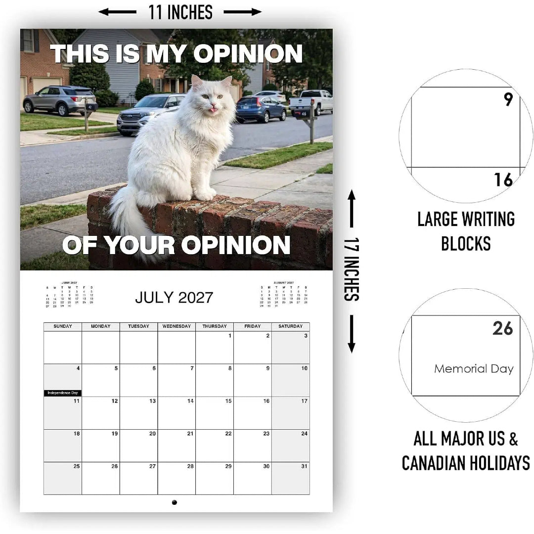 🔥PISSED-OFF CATS 2027 Wall Calendar - Funny Gift for Cat Lovers