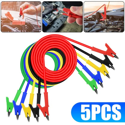 5Pcs Alligator Clips Test Leads Set - 3.3Ft Dual Ended Crocodile Wire Cable,Jumper Wires with Pure Copper Clips,Flexible Copper Cable,for Electrical Testing,Car Repair