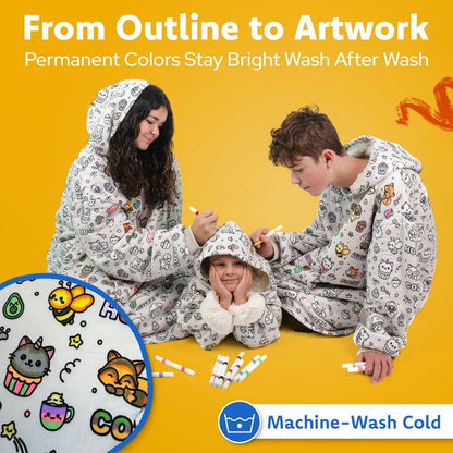 🔥HOT SALE 49% OFF - 🎨✨Cozy Companions Color-Your-Own Blanket Hoodie