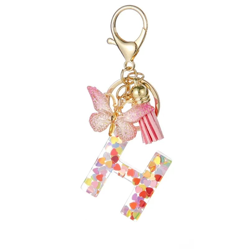 🔥Butterfly Letter Keychain Tassel Design Vibrant Durable Lightweight Gift(2 pcs)