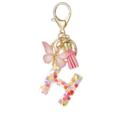 🔥Butterfly Letter Keychain Tassel Design Vibrant Durable Lightweight Gift(2 pcs)