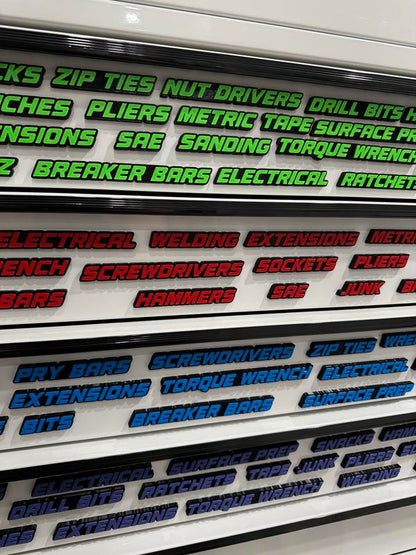 🎁🎁QRT Toolbox Drawer Tags