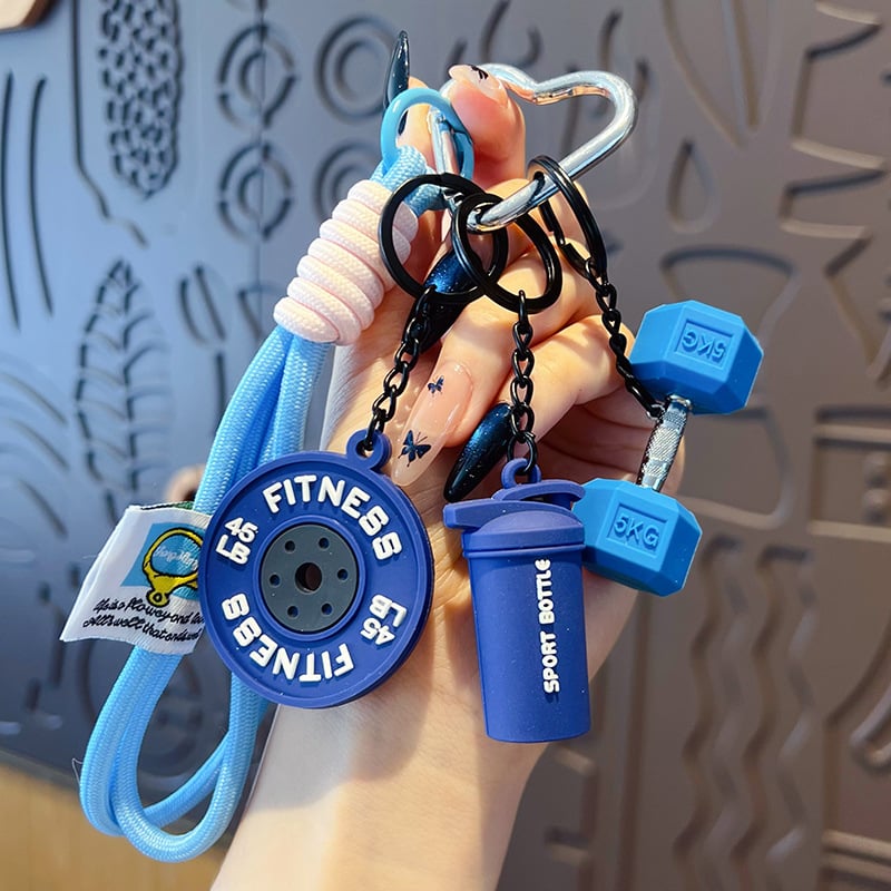 🏋️‍♀️Fitness Keychain Set, MSilicone Dumbbell Kettlebell Weight Plate Keychains