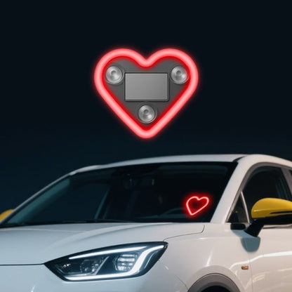 Solar Powered Wireless LED Heart Shape C-Pillar Neon Light