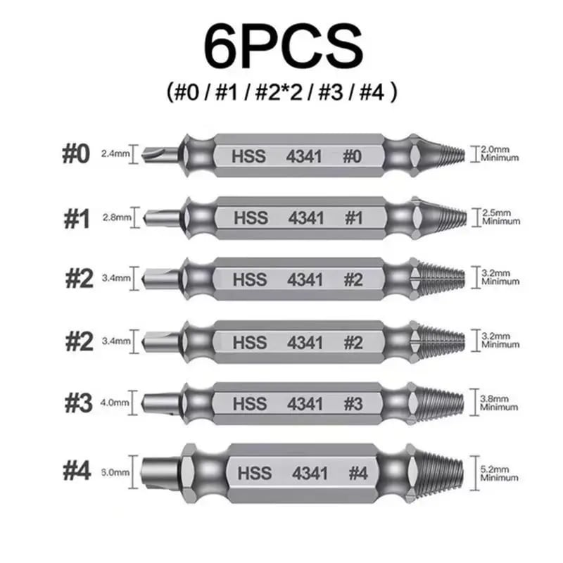 🔩 6PCS Stripped Screw Remover Set