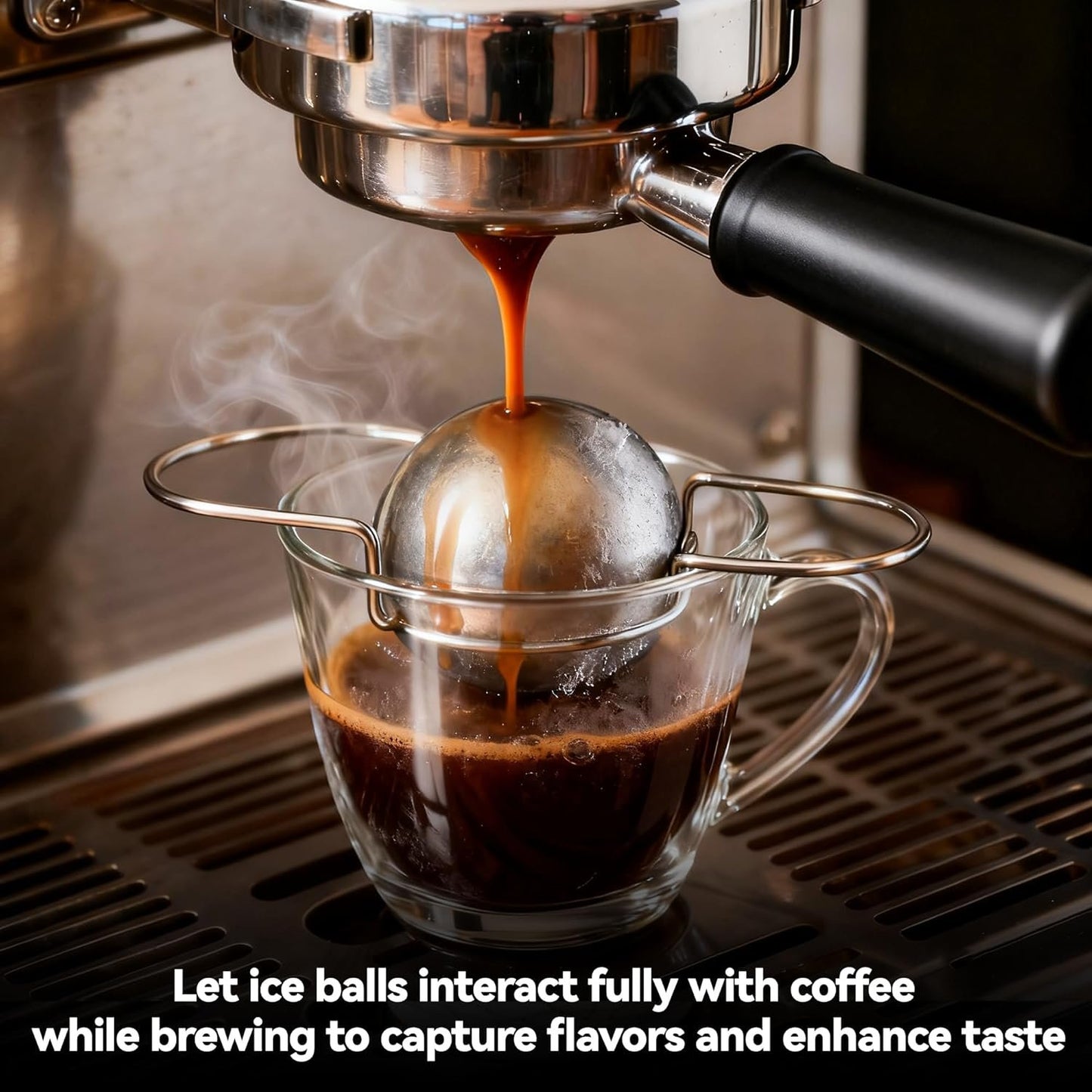 ☕❄️ Espresso Cooling Ball • Stainless Steel Frozen Ice Rocks for Coffee