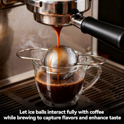 ☕❄️ Espresso Cooling Ball • Stainless Steel Frozen Ice Rocks for Coffee