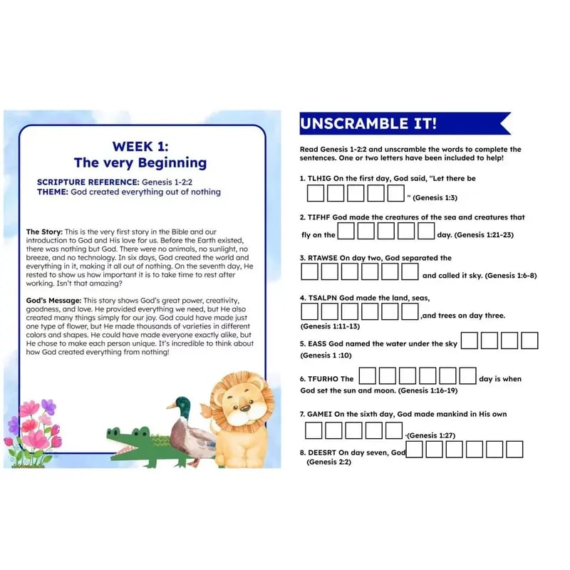 Bible Study Workbook for Kids Notbook