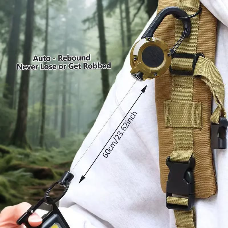 💥LAST DAY SALE 💥🏆Retractable Carabiner Keychain 🎣 – 65cm Steel Cord, Heavy-Duty Badge Reel, Lightweight EDC Tool for Keys, ID & Outdoor Use