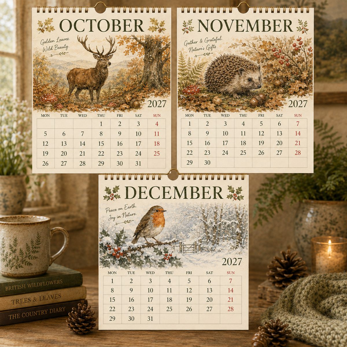 2027 British Woodland Calendar｜A4 Hanging Calendar