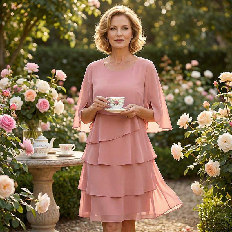 Women's Elegant Layered Ruffle Sleeve Dress – Effortless Style for Every Occasion 💃