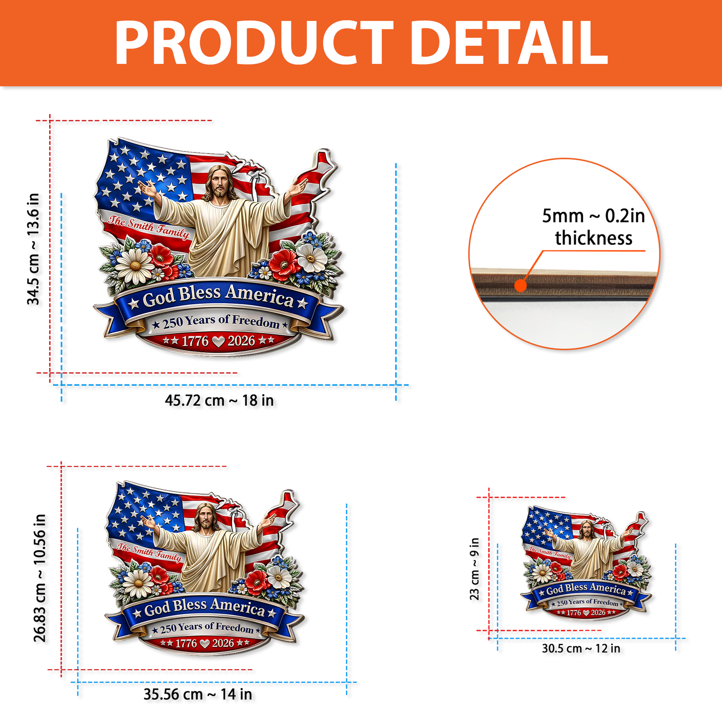 Personalized God Bless America Wooden Sign | USA 250th Anniversary Wall Decor 684497
