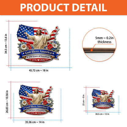 Personalized God Bless America Wooden Sign | USA 250th Anniversary Wall Decor 684497