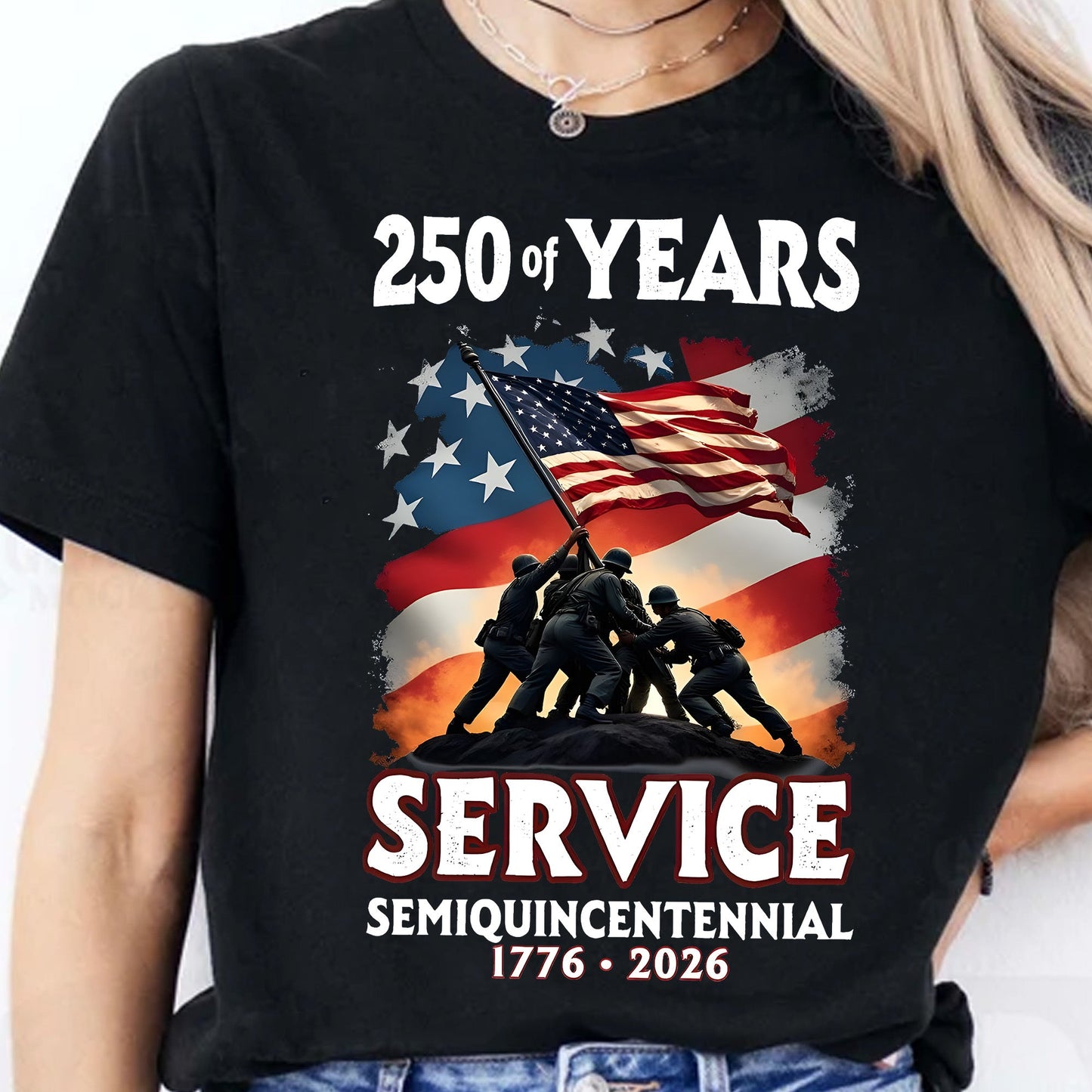 250 Years of Service Shirt | USA 250th Anniversary Tee | Patriotic American Flag T-Shirt | 4th of July Gift