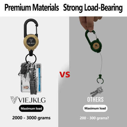 🏆Keychain with retractable carabiner 🎣 – 65 cm steel lanyard, sturdy badge holder, lightweight EDC accessory for keys, ID cards, and outdoor use