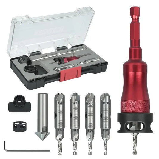 8pcs Countersink Drill Bit Set with Low-Friction Depth Stop, HSS M2 Tapered Drill Bits