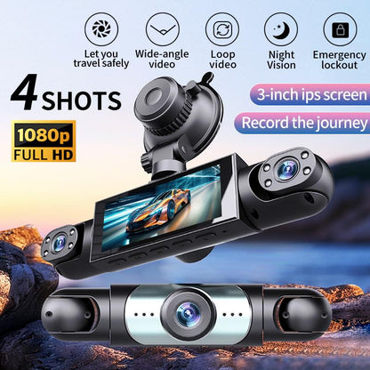 Night Vision 4-Channel Dash Cams for Car