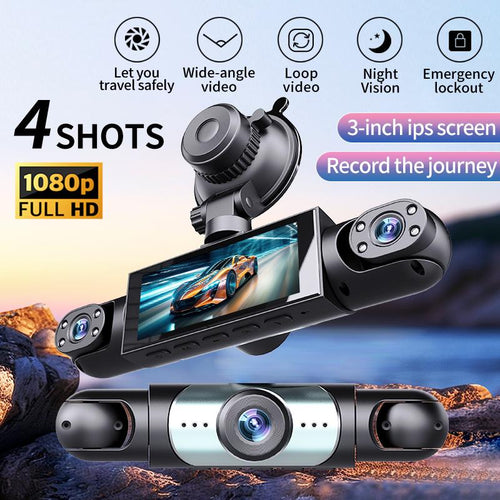 Night Vision 4-Channel Dash Cams for Car