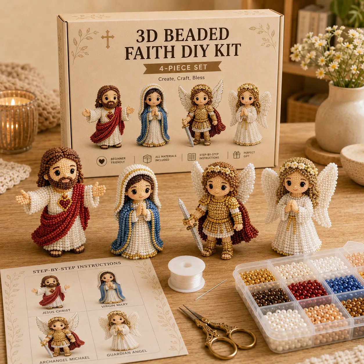 Tiny 3D Beaded Faith & Angel DIY Kit✨🕊️