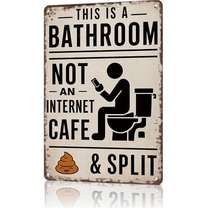 Funny Vintage Metal Bathroom Sign