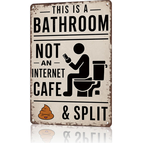 Funny Vintage Metal Bathroom Sign