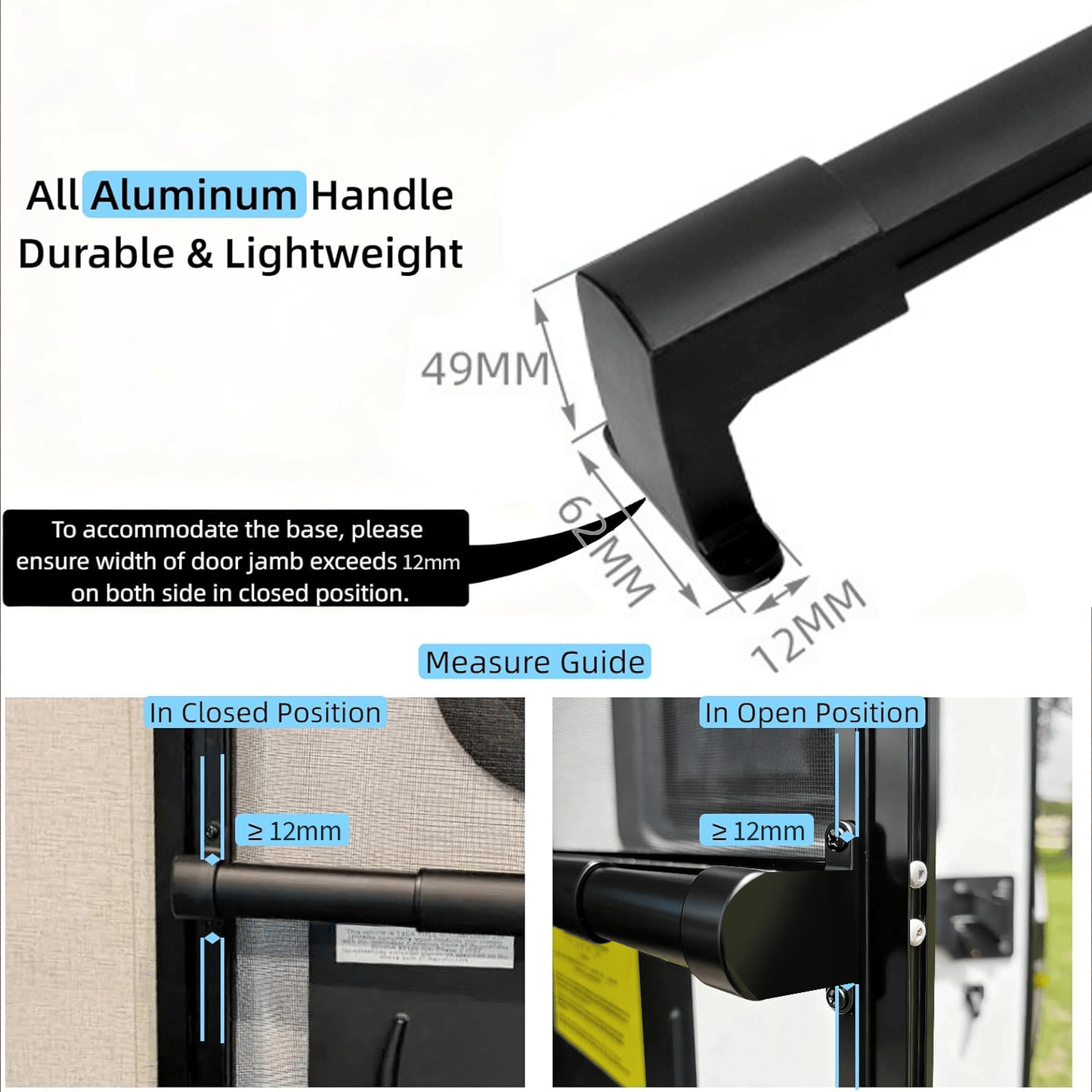 🚗All-Aluminum RV Screen Door Handle Bar