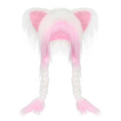 🔥Soft Furry Animal Ear Hat with Braids