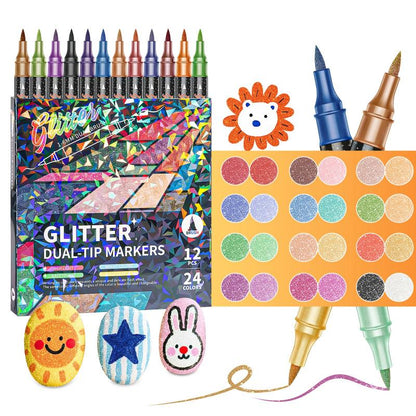 🎨24/48/72/96 Colors Glitter Effect Brush Markers