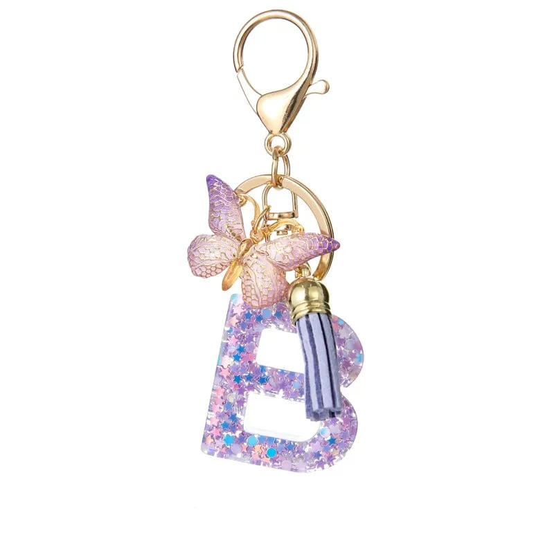 🔥Butterfly Letter Keychain Tassel Design Vibrant Durable Lightweight Gift(2 pcs)