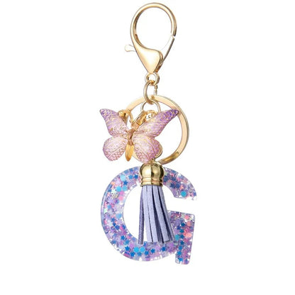 🔥Butterfly Letter Keychain Tassel Design Vibrant Durable Lightweight Gift(2 pcs)