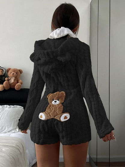 🧸Women's Cute Teddy Bear Embroidered Hooded Fleece Sweatshirt