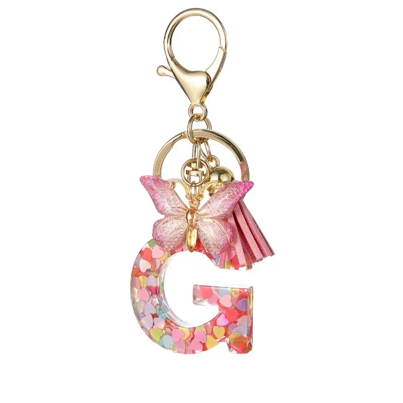 🔥Butterfly Letter Keychain Tassel Design Vibrant Durable Lightweight Gift(2 pcs)