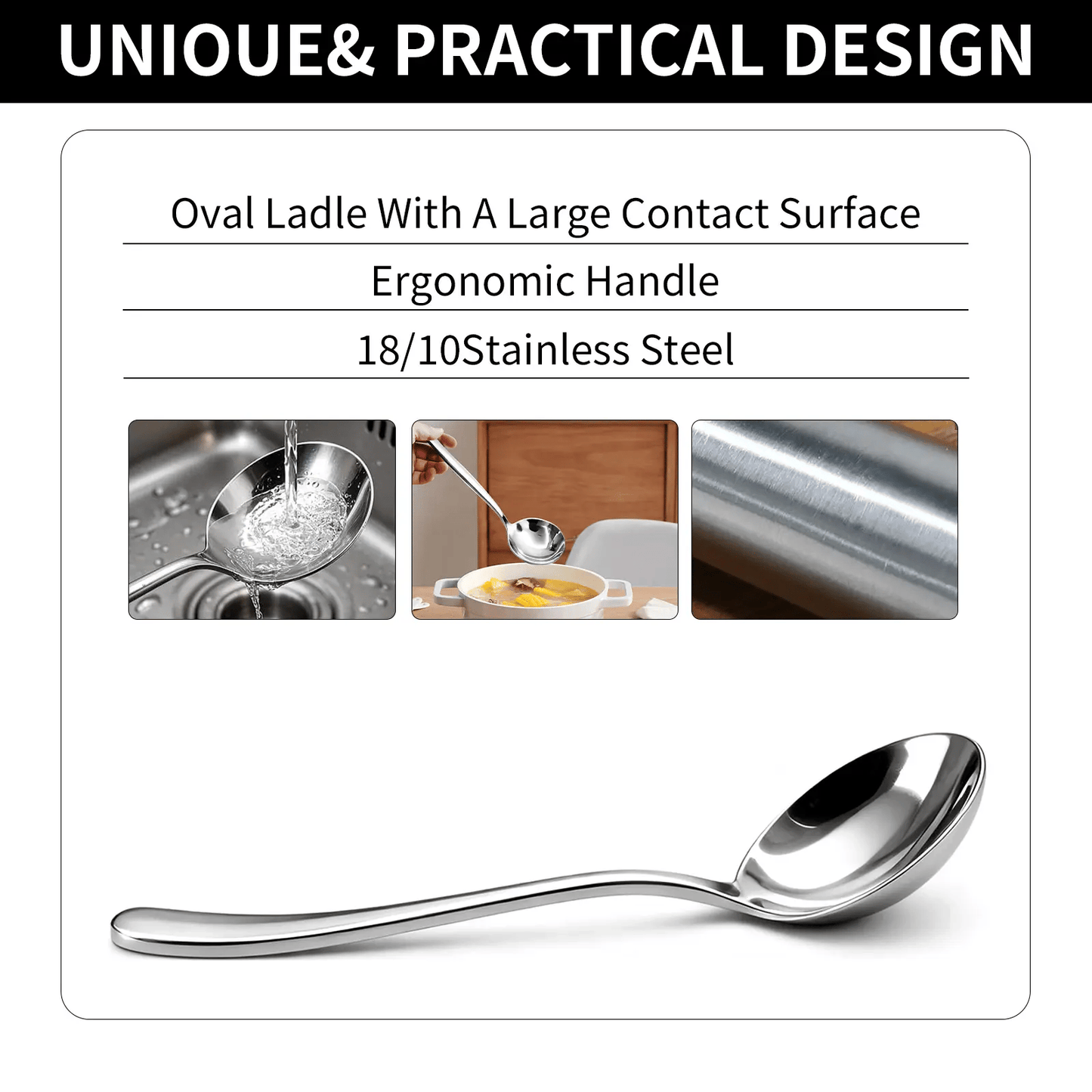 🍲 4/6 PCs Stainless Steel Soup Spoon Set