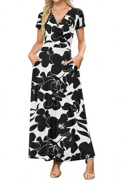 👗 V-Neck Maxi Dress — Elegant, Waist-Defining, Comfortable, and Casual Summer Long Dress