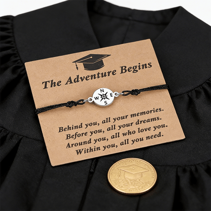 Graduation Compass Bracelet for Class of 2026 – Inspirational Gift for Her Him, High School College 8th Grade Graduate, Stainless Steel with Heartfelt Card & Graduation Cap Box