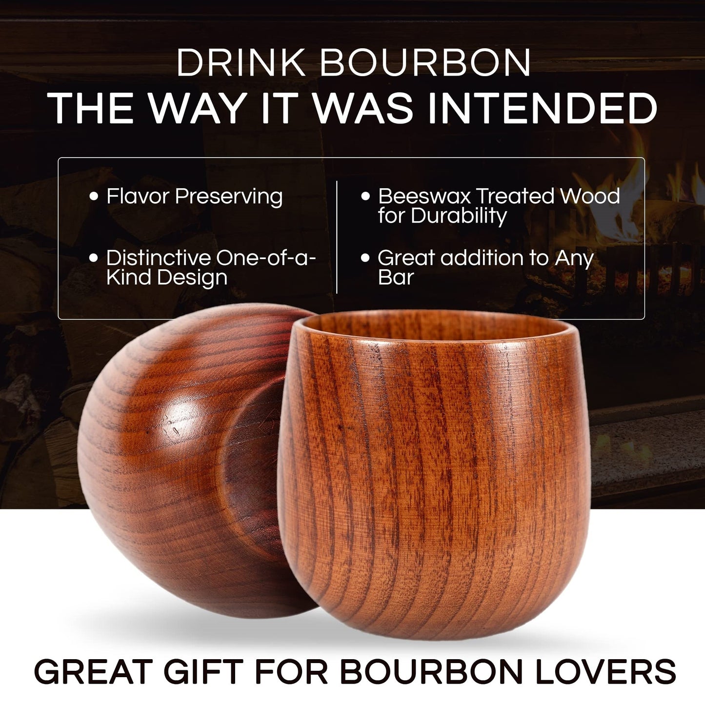 🔥2026 Hot Sale🔥Handmade and Charred Drinking Vessel -Original Wooden Bourbon Drinking Cup