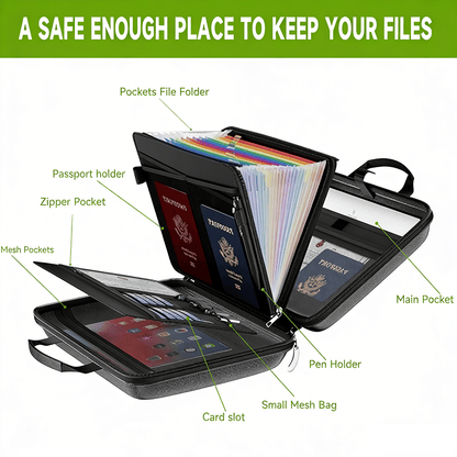 Hard-Shell Fireproof & Waterproof Document Organizer with Lock