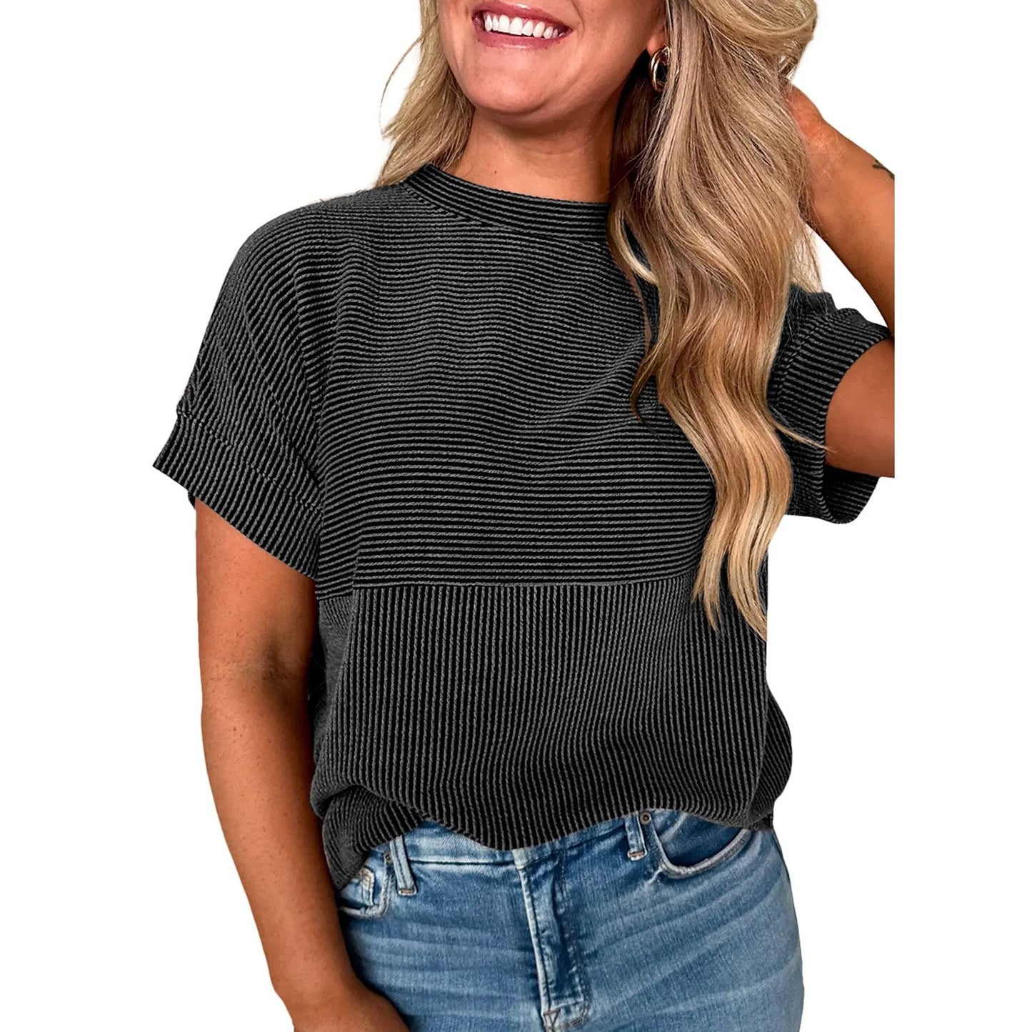 🌞 Women's Solid Short Sleeve Striped T-Shirt | 2026 Summer Collection 🌞