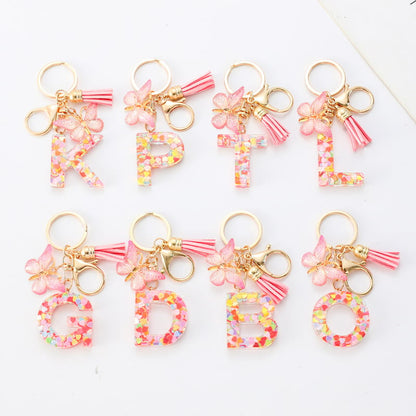 🔥Butterfly Letter Keychain Tassel Design Vibrant Durable Lightweight Gift(2 pcs)