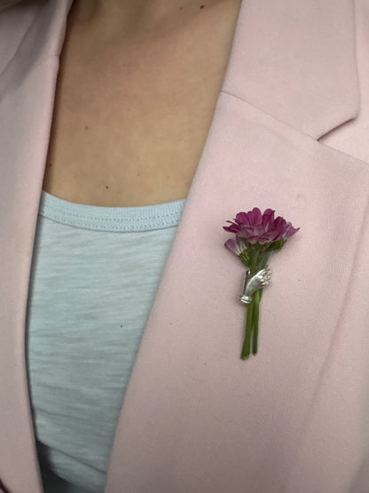 Holding Flowers Hand Lapel Pin