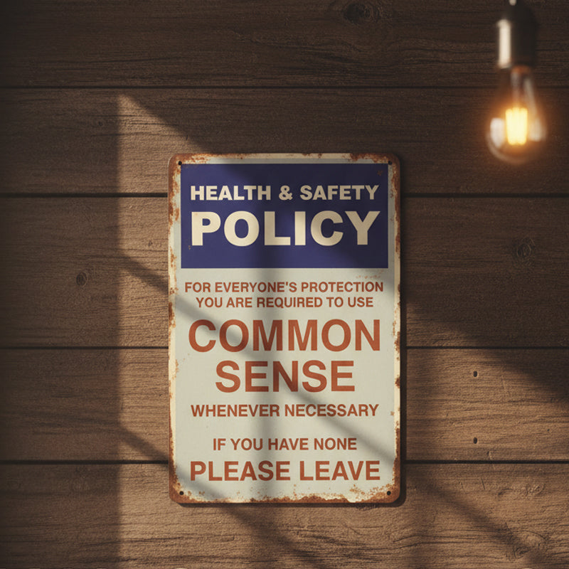 Sarcastic "Common Sense Policy" Vintage Metal Sign