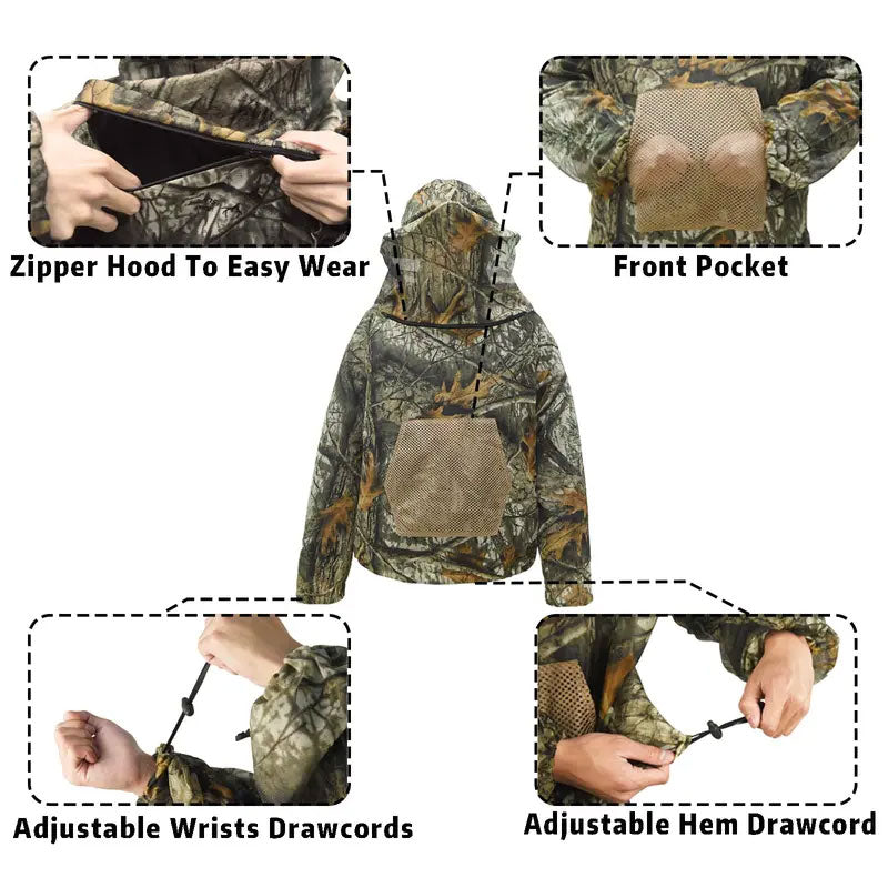 Camouflage Mosquito Hunting Suit – Breathable Bug Protection for Hunting & Outdoor Use