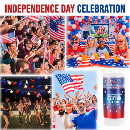 🔥🦅4th of July Glitter Stick✨🔔Red, White & Blue Body & Hair Sparkle