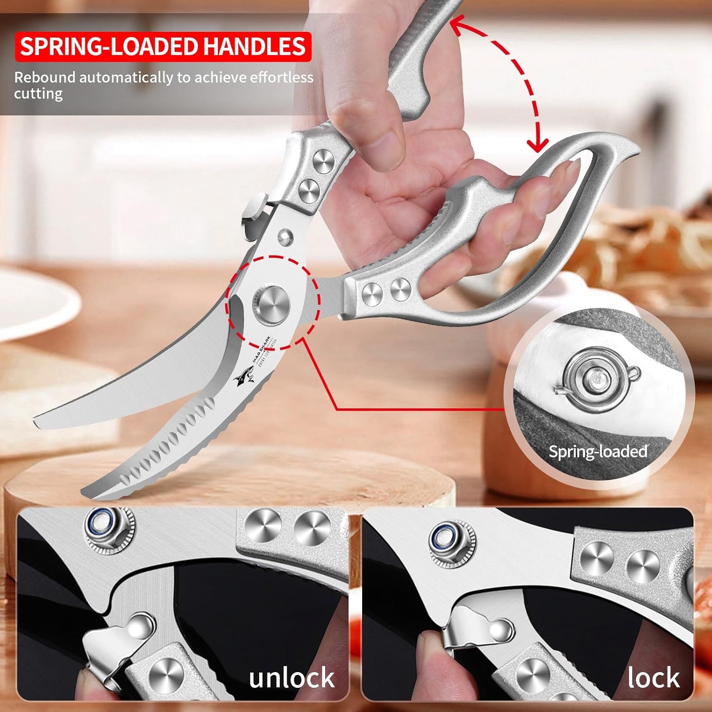 ✂️ LIMITED TIME 49% OFF! ⚡ Heavy-Duty Multifunction Kitchen Shears – 4-in-1 Tool with Fish Scaler, Bottle Opener & Safety Lock 🔪