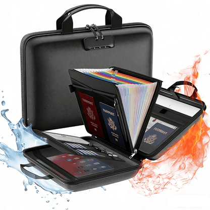 Hard-Shell Fireproof & Waterproof Document Organizer with Lock