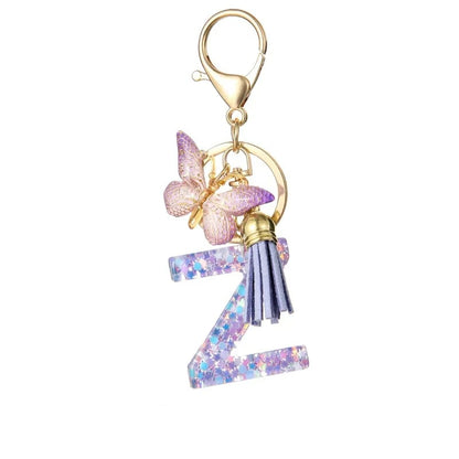 🔥Butterfly Letter Keychain Tassel Design Vibrant Durable Lightweight Gift(2 pcs)