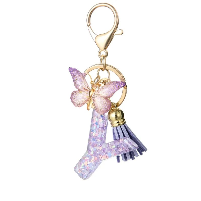 🔥Butterfly Letter Keychain Tassel Design Vibrant Durable Lightweight Gift(2 pcs)