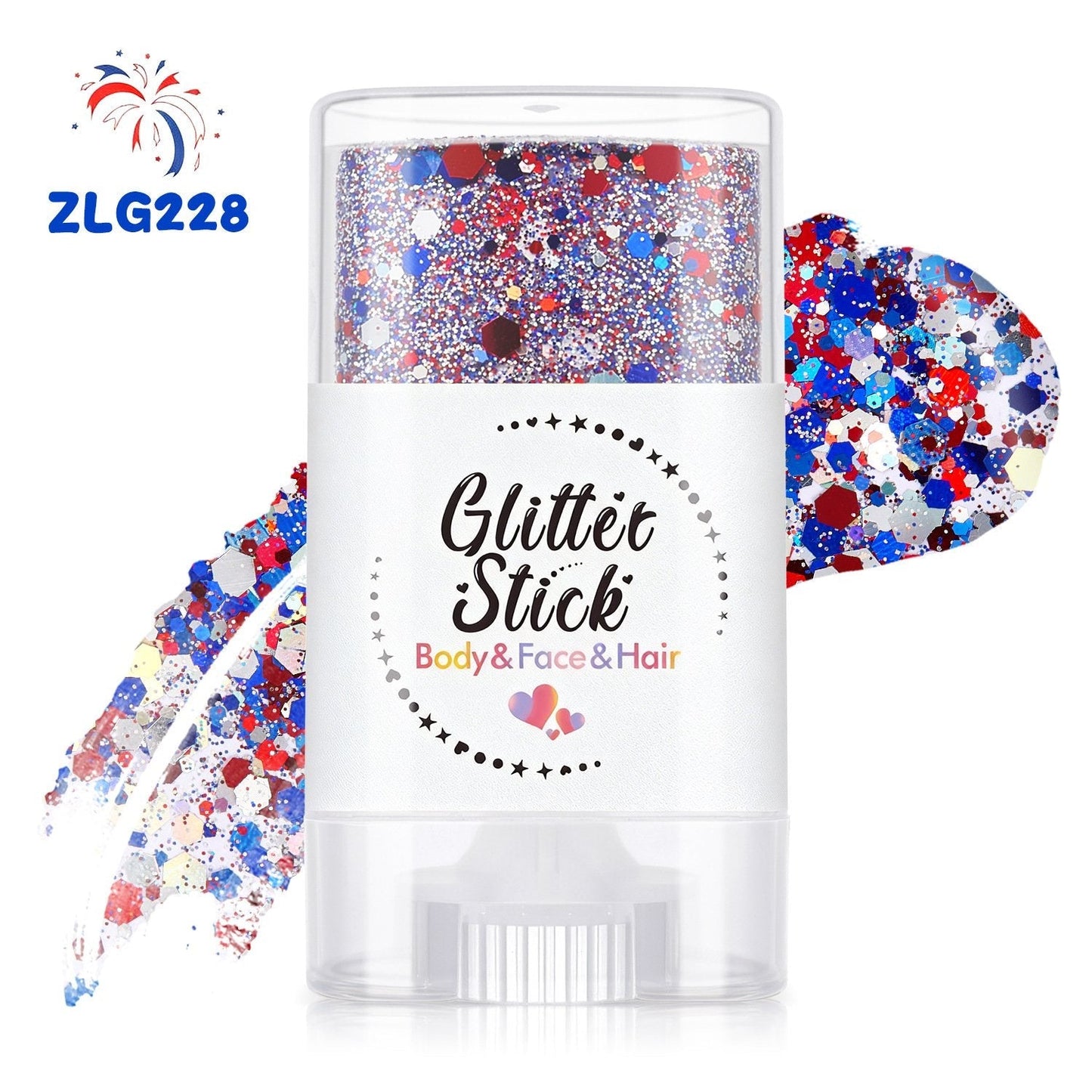 🔥🦅4th of July Glitter Stick✨🔔Red, White & Blue Body & Hair Sparkle